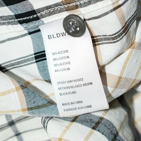 BLDWN $138 Modern Relaxed Button up Julian Shirt Short Sleeve Plaid Sz Small - Picture 8 of 8